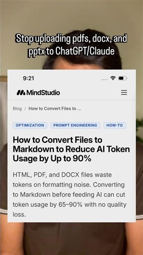 Save AI tokens by not uploading pdfs and convert them to markdown md format.