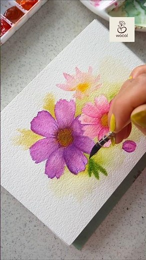 Easy watercolor flower painting for beginners #wocol #floralartist