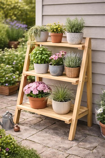 3 Tier Plant Stand Plans PDF | DIY Wooden Plant Ladder Shelf - Etsy