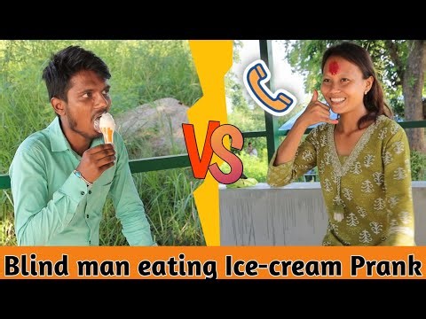 Blind Man Eating Ice Cream 🍦 and Girl Flirting Prank 😂