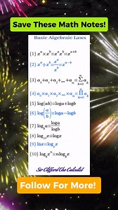 53K views · 453 reactions | Important Basic Algebraic Laws Math Notes...
