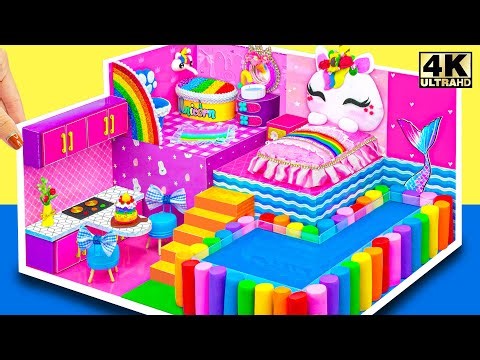 Make Miniature Unicorn Cute House with Unicorn Bed & Rainbow Pool 🌈 DIY Mini House from Cardboard
