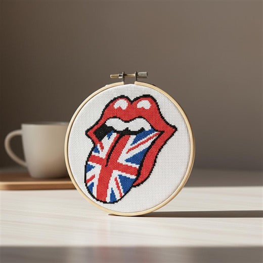 Union Jack Lips Cross Stitch Pattern, British Flag Mouth Design, Pop Art Lips Embroidery Chart, UK Aesthetic Needlepoint PDF - Etsy