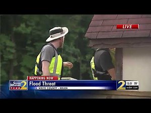 Raging river nears flood levels in downtown Helen!