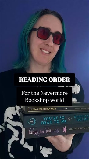 Reading order of my series in the Nevermore Bookshop world. This is chronological order, but you can start on any of the series - you won't be confused. You'll see characters and settings cross over, but each series is a brand new kooky, spooky adventure (and you'll see many more adventures in the future. I have far too many ideas!) - Nevermore Bookshop: Mina works in a magical bookshop that brings infamous fictional villains from classic literature to life. This is my most popular series to dat