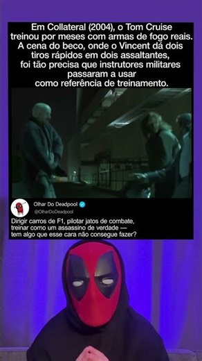 Em Collateral (2004), Tom Cruise treinou com armas reais por meses. A cena do beco onde Vincent