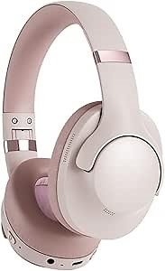 Pink Hybrid Active Noise Cancelling Bluetooth ANC Headphones Wireless Noise Cancelling Over Ear Headphoens Headset Workout Gym Sound Cancelling Soundproof Headphones for Airplane Travel Gym Men Adults