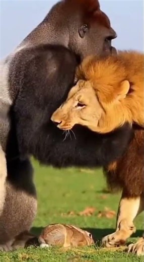 Lion Thought It Was Dinner… Then THIS Happened 😱🦁🐒 #animals #funny #wildlife #reaction