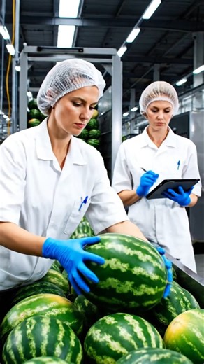 Inside a Watermelon Factory. Complete Process