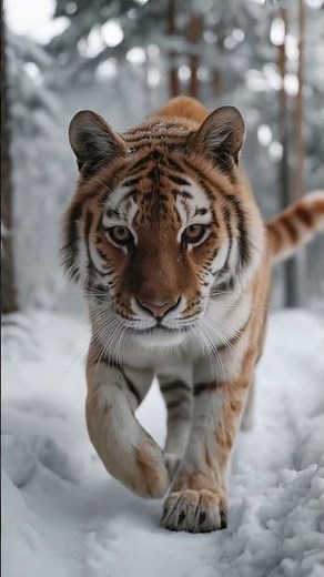 Majestic Snow Cat on the Hunt ❄️🐅✨