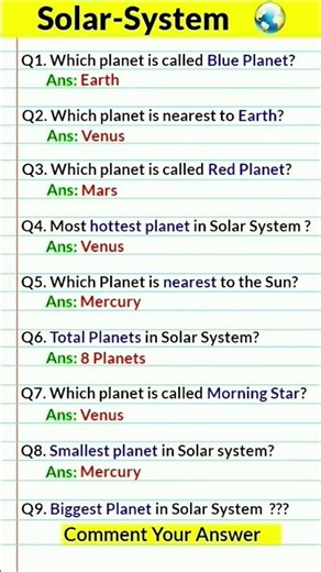 #solar system | GK questions all about Sol...