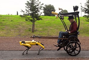 Adam Savage builds a steampunk rickshaw to be pulled by a Boston Dynamics robot