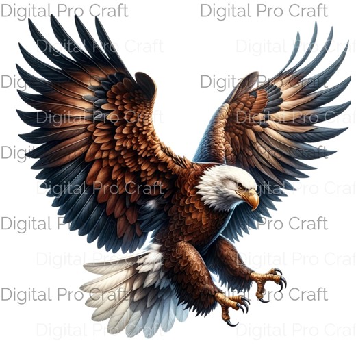 Majestic Bald Eagle Clipart for Instant Download - Fierce Bird of Prey PNG Design for T-shirt, Scrapbook Sublimation Projects DTF Transfer - Etsy