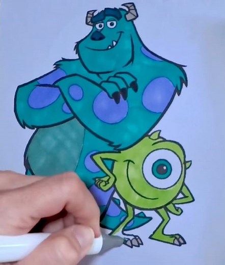 💚🩵💚 Sully and Mike | Monsters Inc Coloring #shorts #monstersinc #coloring