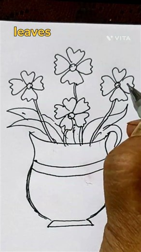 Easy Flower Pot Drawing 🌸🌼 | Simple & Beautiful Art #shorts
