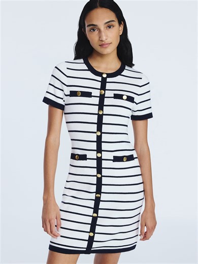 Free Assembly Women's Welt Pocket Mini Sweater Dress with Short Sleeves, Sizes XS-XXL