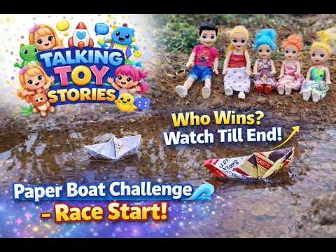 🌊 Paper Boat Challenge | Talking Toy Stories