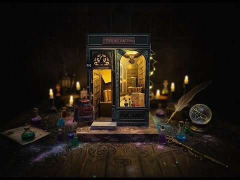 PickScene enchanted wizard library - Merlin's Arcana miniature craft kit house