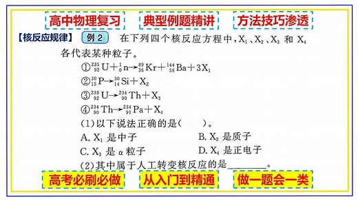 高中物理 原子核的组成衰变核反应方程书写分类判断