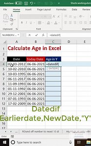 154K views · 1.1K reactions | Calculate Age in Excel Important Links...