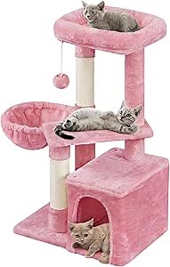 Yaheetech Cat Tree, 34in Cute Cat Tower for Indoor Cats, Multi-Level Pet Condo Furniture Activity Center Cat Bed w/Scratching Post&Dangling Ball&Platform for Kittens, Pink