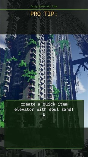Minecraft tip: create a quick item elevator with soul sand! ⚙️