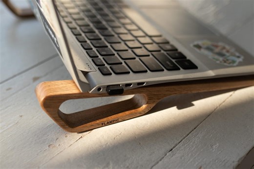 Laptop Stand: Laptop Holder Stand Wood, Monitor Riser, Solid Wood Computer Stand, Office Gift - Etsy