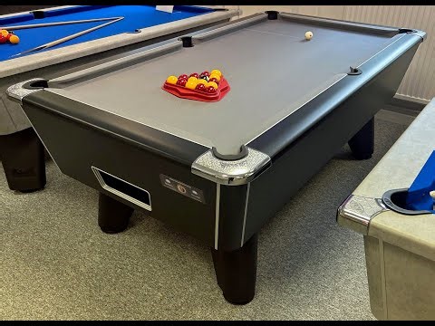 Supreme Winner Slate Bed Pool Table - 7ft UK Size Table in Black with Grey cloth.