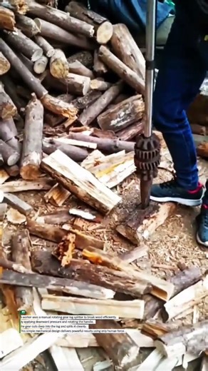 Genius Manual Log Splitter Using Rotating Gear | No Electricity Needed