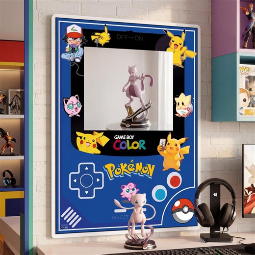 Gaming Room Mirror – Navy Blue Pokémon Inspired Retro Gameboy Mirror – 90s Nostalgia Gamer Decor – Colorful Gamer Room Art – Gift for Gamers - Etsy