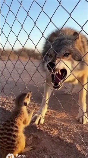 Fearless Meerkat Attacks Wolf Through Fence | Wild Animal Encounter