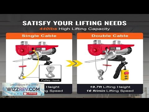 VEVOR Electric Hoist 440lbs Garage Hoist with 14ft Wired Control 110 volt