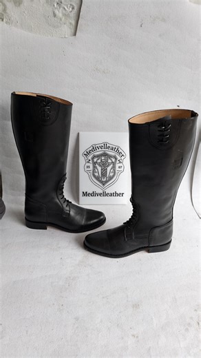 Premium Handmade Leather Riding Boots – German Officer Style Lace-up Tall Boots | Vintage Military Cavalry Reenactment Footwear - Etsy