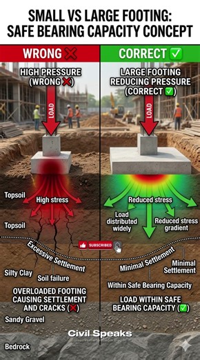 Small vs Large Footing Explained 🔥 | Safe Bearing Capacity Concept | Civil Engineering Basics