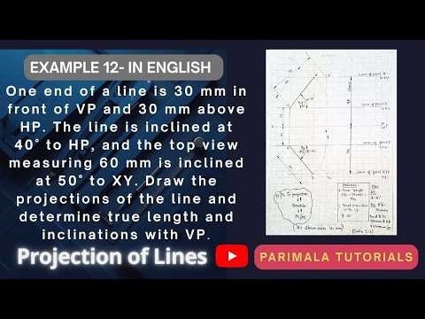 Projection of Straight Lines_ Example 12_ Engineering Drawing_ Manual Drawing