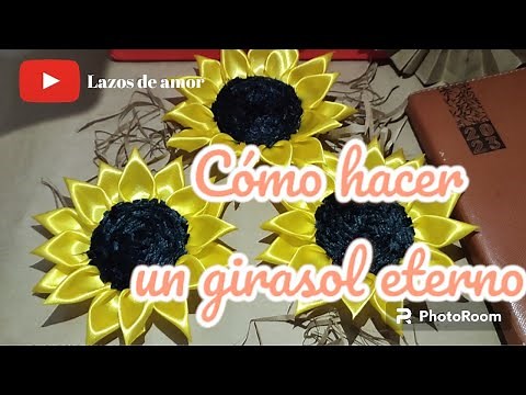 como hacer un girasol de liston 🌻/ manualidades [girasol eterno] #girasol #cinta #liston