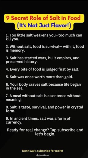 The Unspoken 9 Power of Salt in Your Meals 🧂 | Hidden Truths