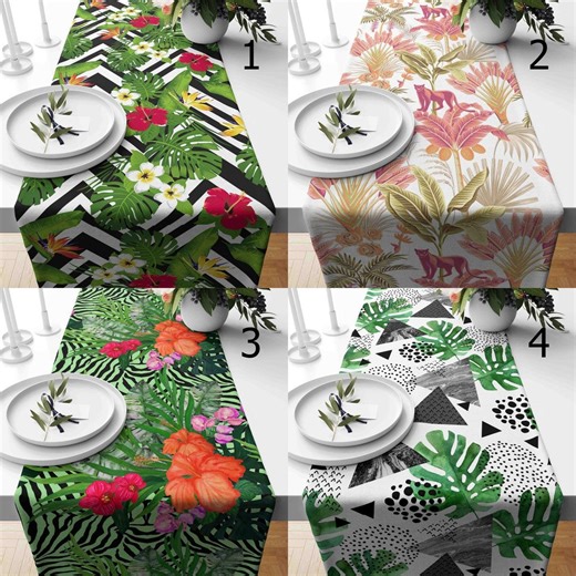 Tropical Coffee Print Table Runner, Botanical Table Runner - Etsy