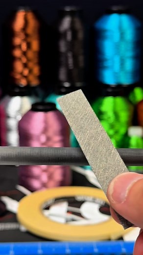 Gold Metallic Air Carbon Mesh? Why not?! Just a hint of sparkle, accented by Gudebrod gold thread. Good match to a carbon fiber guide. No Music, just working sounds. #asmr #fishing #rodbuilding | Edge Rods by Gary Loomis