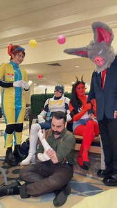 He’s slippery guy he can’t help it 🫨💦 Waterboy: @akemikuncosplay Mecha Man: @stumpyroot Punch Up: @rjlobo_ Malevola: @vamplettes Sonar: @kerowiz #dispatch #dispatchgame #dispatchcosplay #waterboy #waterboy | Akemikun