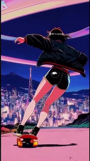 Skating the Neon Nostalgia Loop | #animeskateboarding #animeskater
