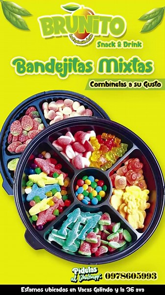 BANDEJITAS DE MANGO Y GOMITAS ENCHILADAS