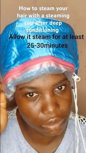 How to steam for hair with a steaming cap after deep conditioning.#haircare #hairgoals #hairgrowth