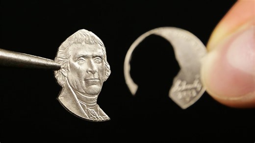 Turning coins into art: Precision cutting presidential profiles