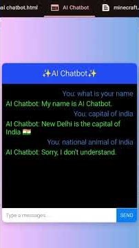 AI chatbot using HTML, CSS, JAVASCRIPT.