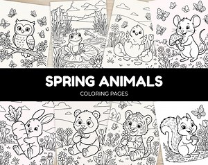 Spring Coloring Pages for Kids | Printable Spring Coloring Book | Cute Flowers, Animals & Easter Spring Coloring Sheets | Spring Activities - Etsy