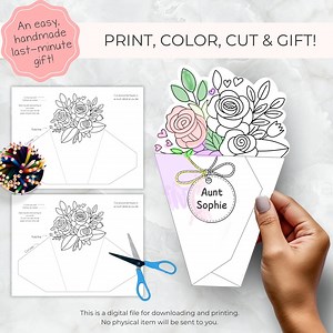 Birthday Card for Aunty Printable Coloring Bunch of Flowers DIY Gift, Favorite Aunt Fave Auntie Activity Craft From Toddler Preschooler Kids - Etsy