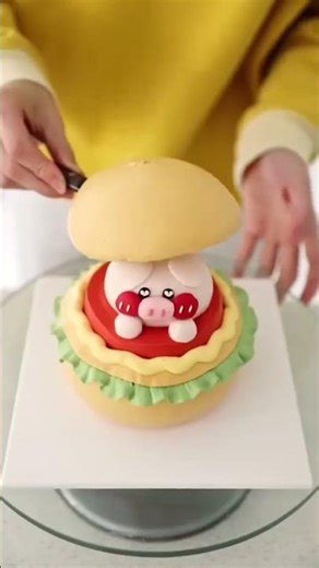 Here comes the Hamburger 🍔 pig 🐷 tutorial🥰🥰🥰#creativecake #caketutorials #p
