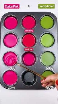 Cerise Pink Vs Trendy Green Satisfying Acrylic color mixing Ep 71 #colorixing #asmr #acrylic #shorts