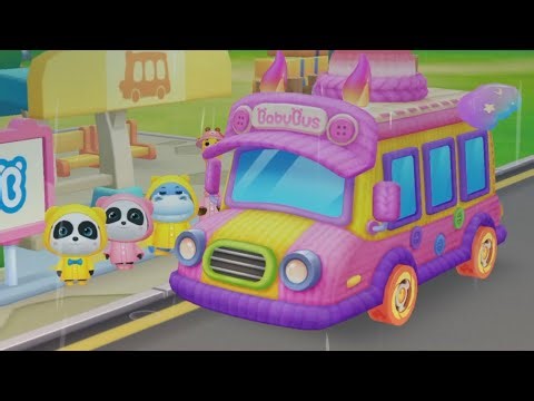Panda Kiki & Friends Go to School in the Rain | BabyBus Gameplay 